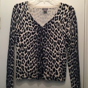 Ann Taylor Petites Leopard Print Sweater SP